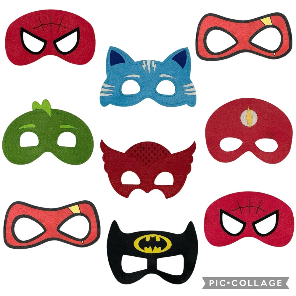 9PCS Superhero Felt Face Masks